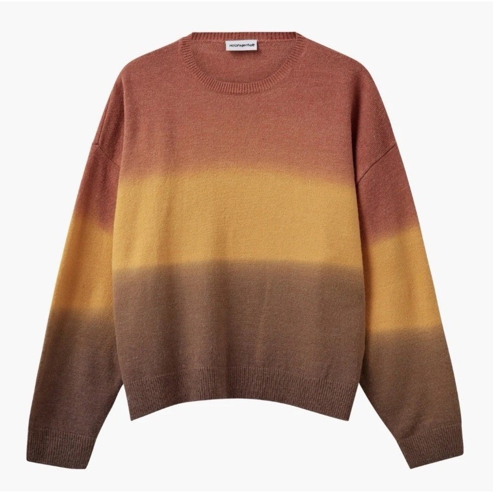 H2OFagerholt Men's 2XL Sundown Chilli Dip Dye Alpaca Wool Blend Knit Sweater